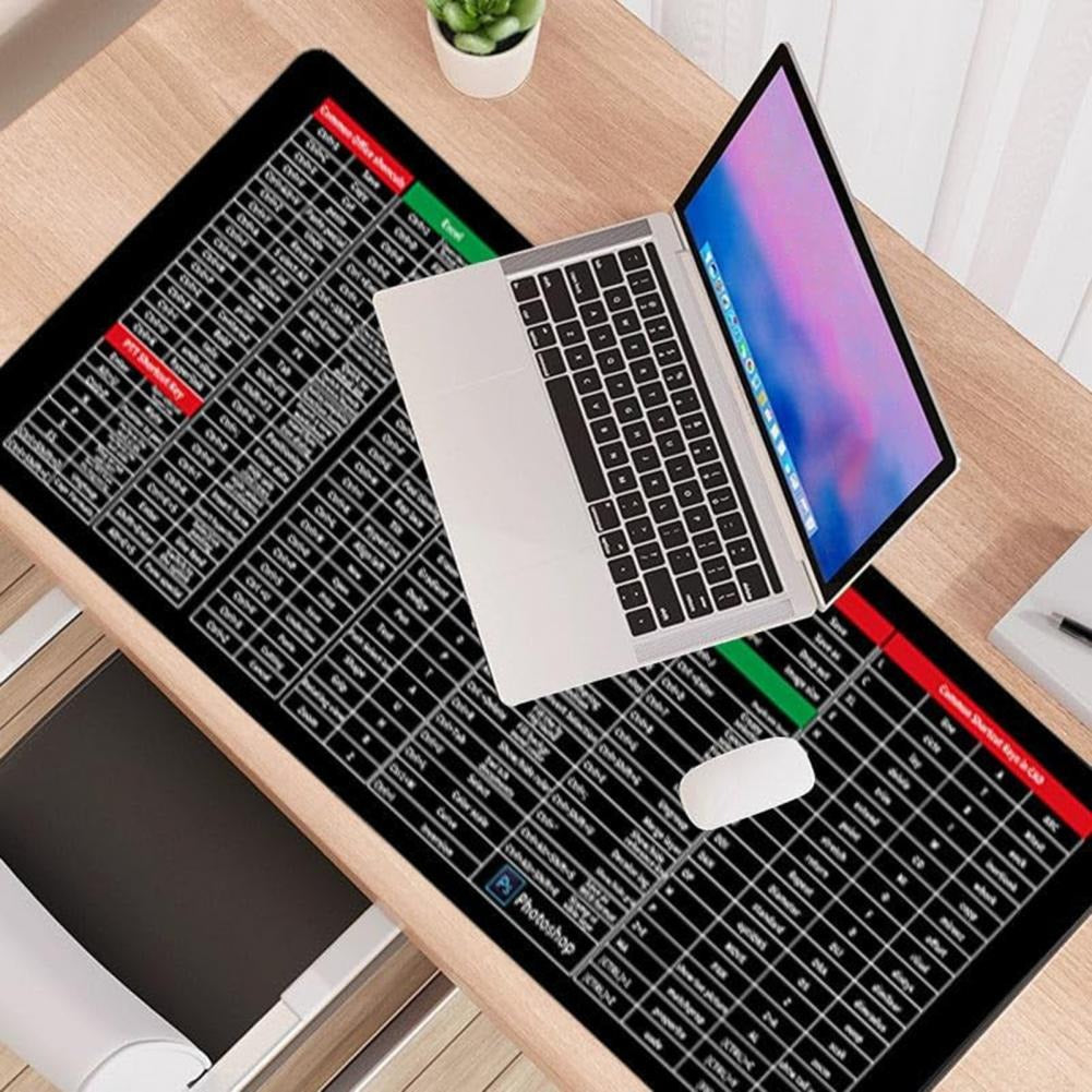Keyboard Mouse Mat - Shortcut Key Pattern Mouse Keyboard Pad,Extra Large Keyboard Pad with Office Software Shortcuts Pattern,Computer Non-Slip Mat for Desk PC, Laptop,Office (C, L: 900 * 400 * 3mm)